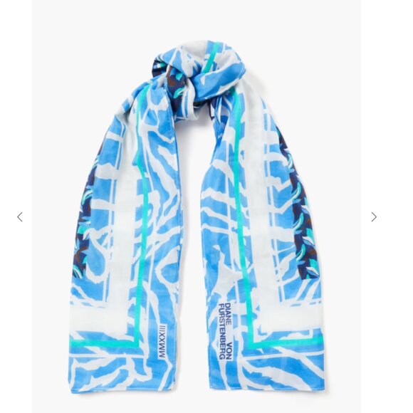 Ezra Printed Cotton & Silk-Blend Mousseline Scarf from DIANE VON FURSTENBERG